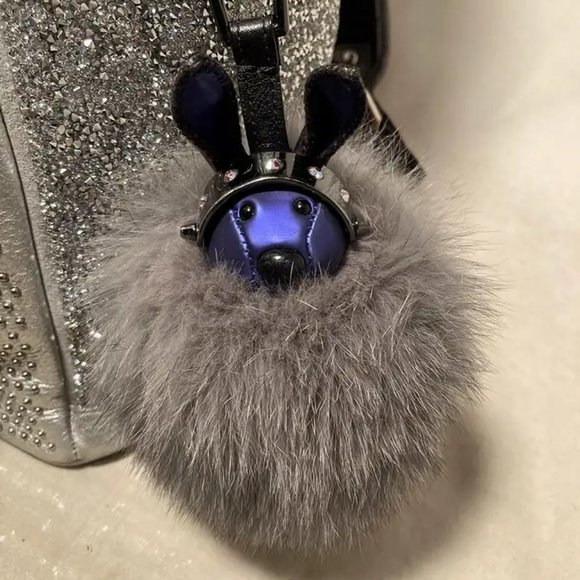 MCM Special Edition Silver Leather Swarovski Crystal Backpack with Rabbit Charm main image 8